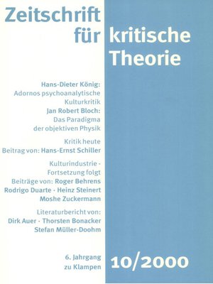 cover image of Zeitschrift für kritische Theorie / Zeitschrift für kritische Theorie, Heft 10
